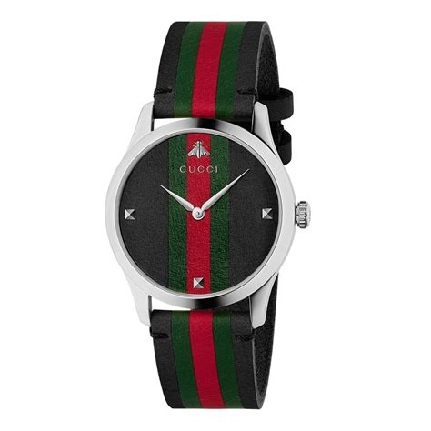 striped leather for gucci 125 watch|Gucci black leather.